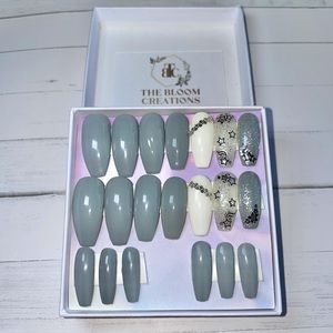 Gel Grey press on nails Mirror Mirror